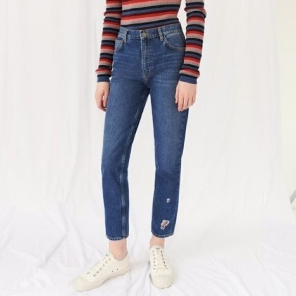 NWT Anthropologie M.i.H High Rise Vintage Style Distressed Cropped Jeans Size 25 - Picture 9 of 11